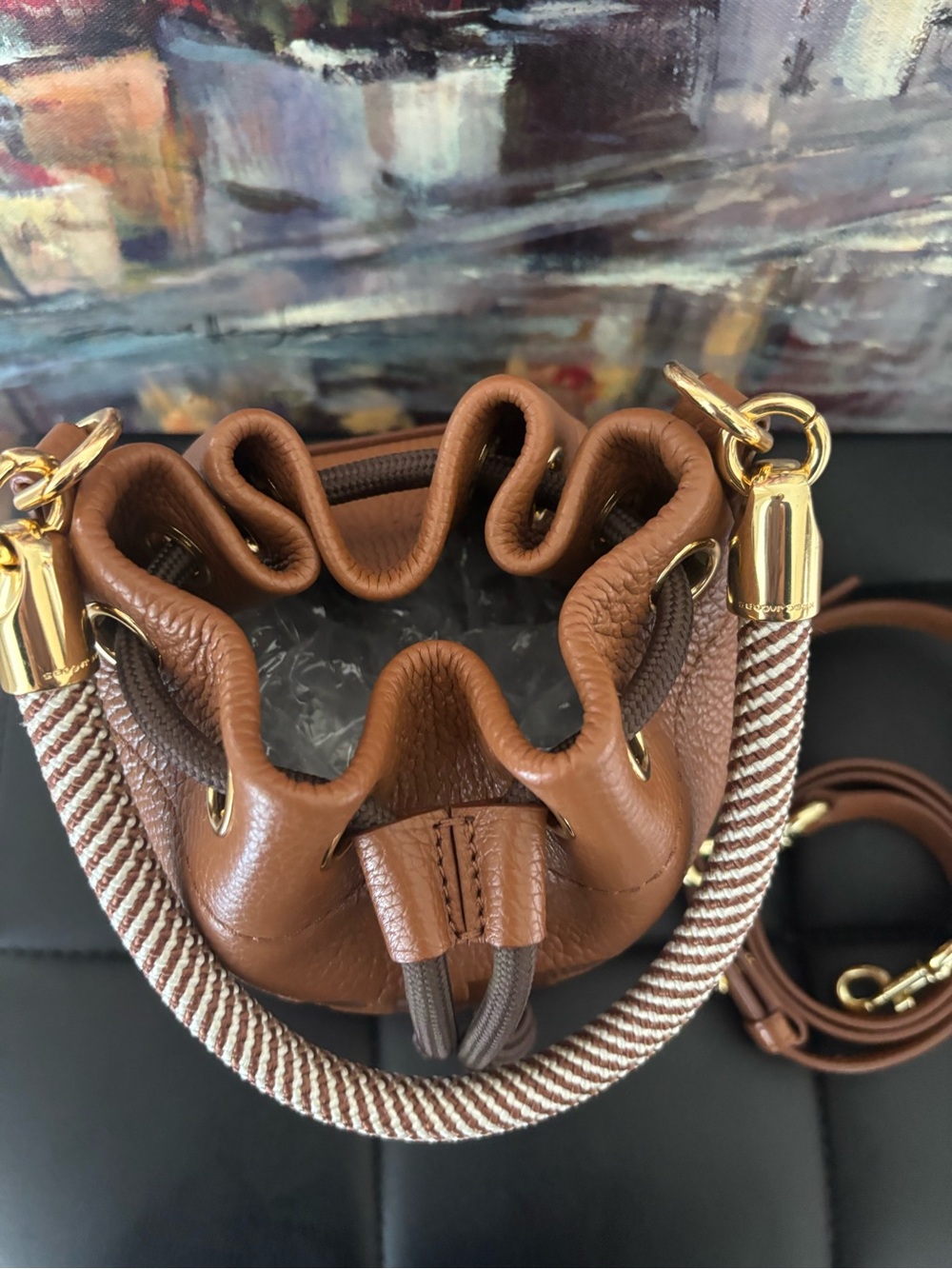 Marc Jacobs Brown Leather The Bucket Bag with Rope Top Handle - Picture 8 of 15
